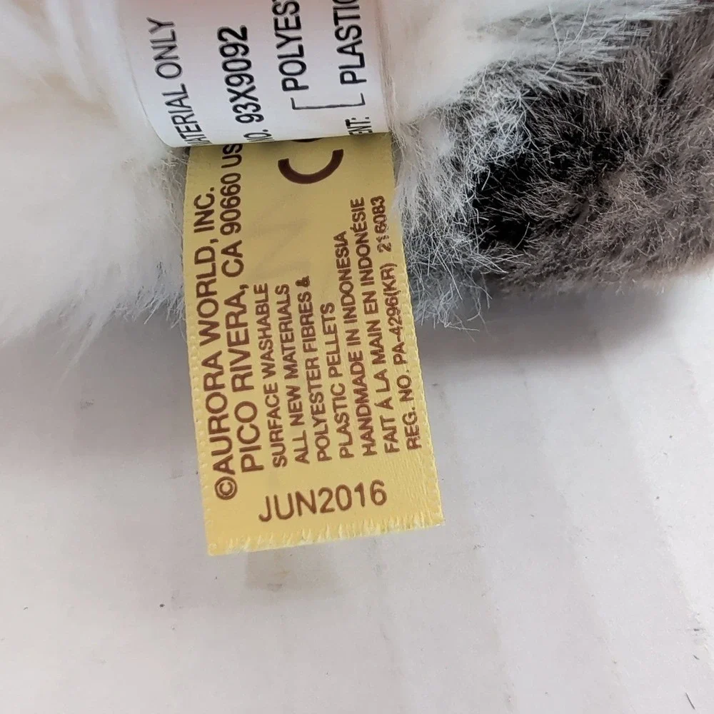 Miyoni by Aurora Grey White Bunny Rabbit Plush Stuffed Animal 7 Inch 2016